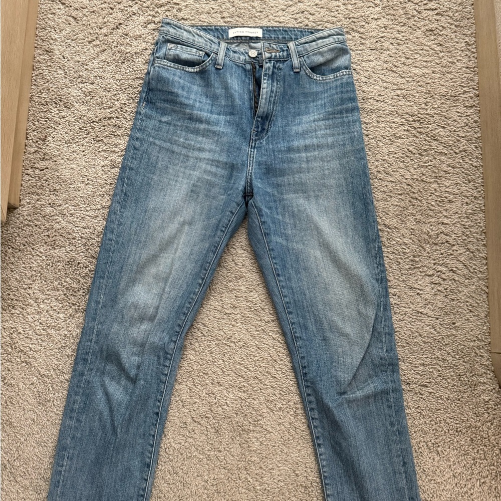 Flying Monkey Light Blue Cropped Straight Leg Jeans